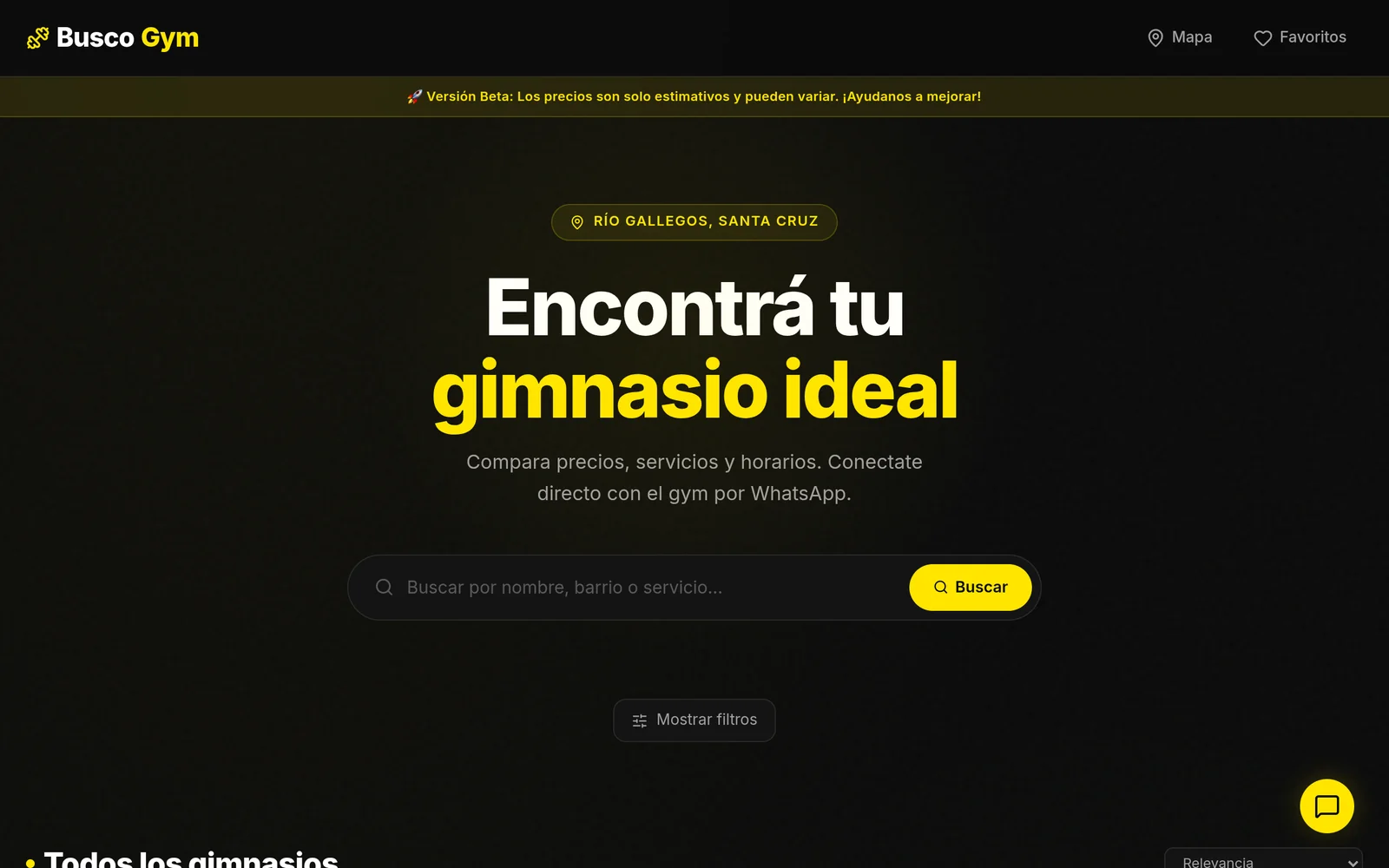 Captura de pantalla de BUSCOGYM