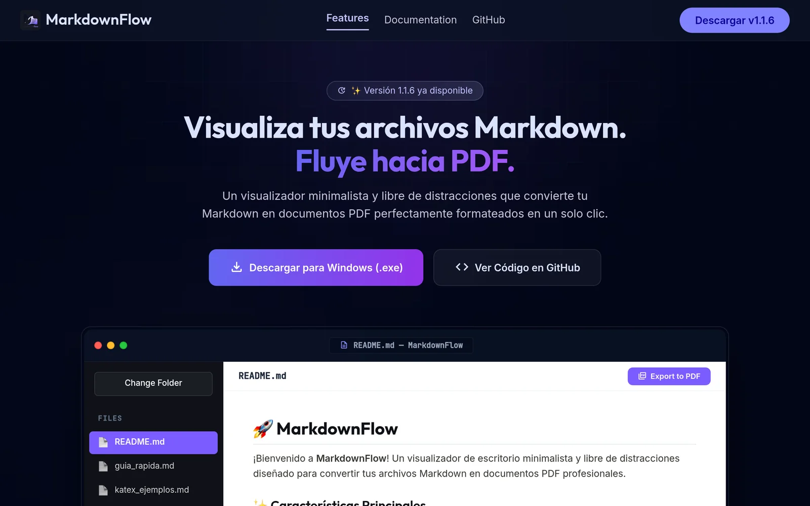 Captura de pantalla de MARKDOWNFLOW